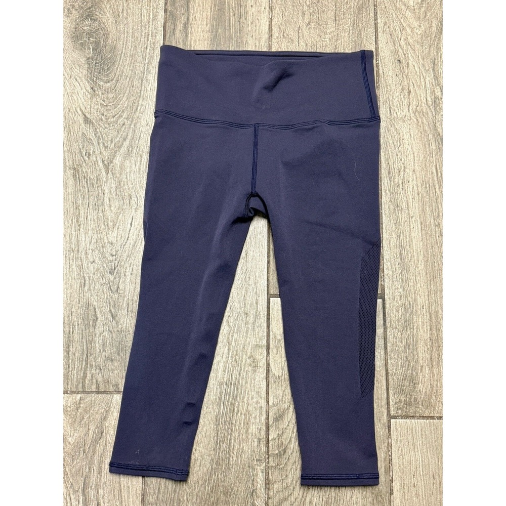 Lululemon Leggings Reveal Crop 15" Midnight Navy Blue Yoga Vent Seamless Small